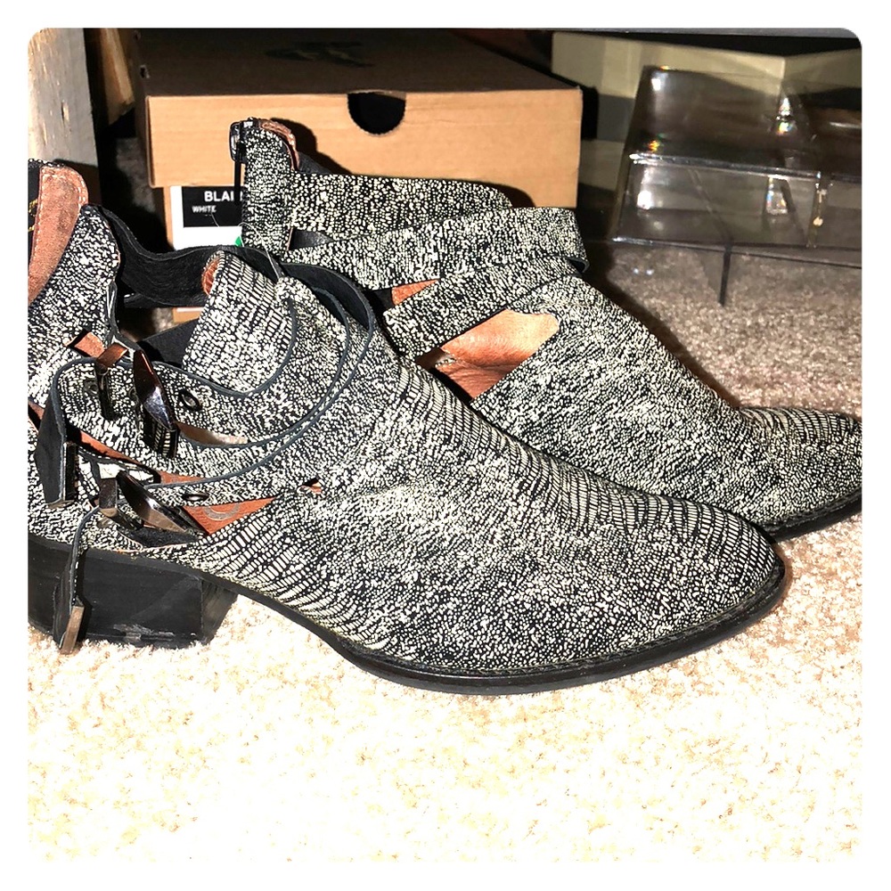 Jeffrey Campbell // buckle booties, snake skin